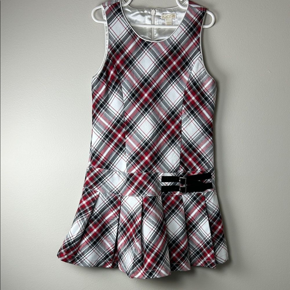 Place 89 Girls Dress Size 6X/7 Plaid Holiday Sleeveless Drop Waist